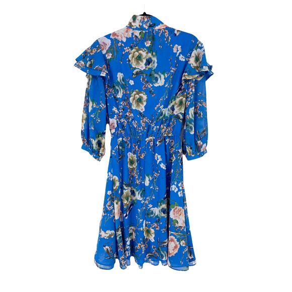 Walter Baker Dress Womens 6 Sommer Knee Length Floral Blue Chiffon NWT - Picture 3 of 7